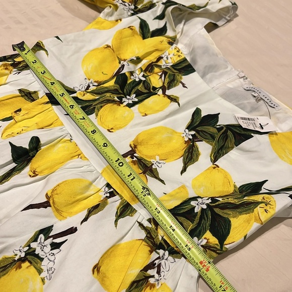 English Factory Womens A Line Dress Yellow White Mini Lemon Print - Size L - Picture 8 of 8